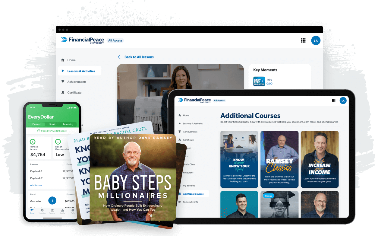 Financial Peace University Bundle with the EveryDollar budgeting app, Ramsey audiobooks, and Financial Peace All Access 