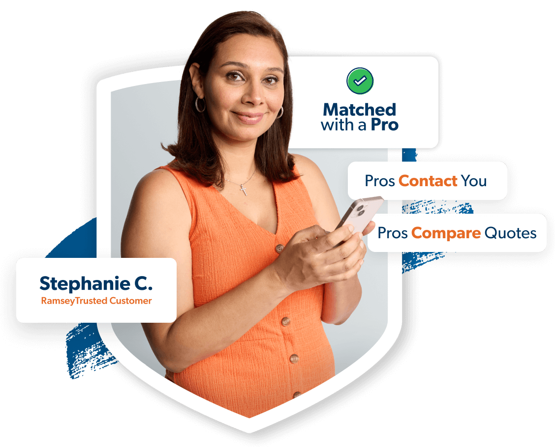Happy customer moment—Matched with a Pro. Pros contact you. Pros compare quotes.